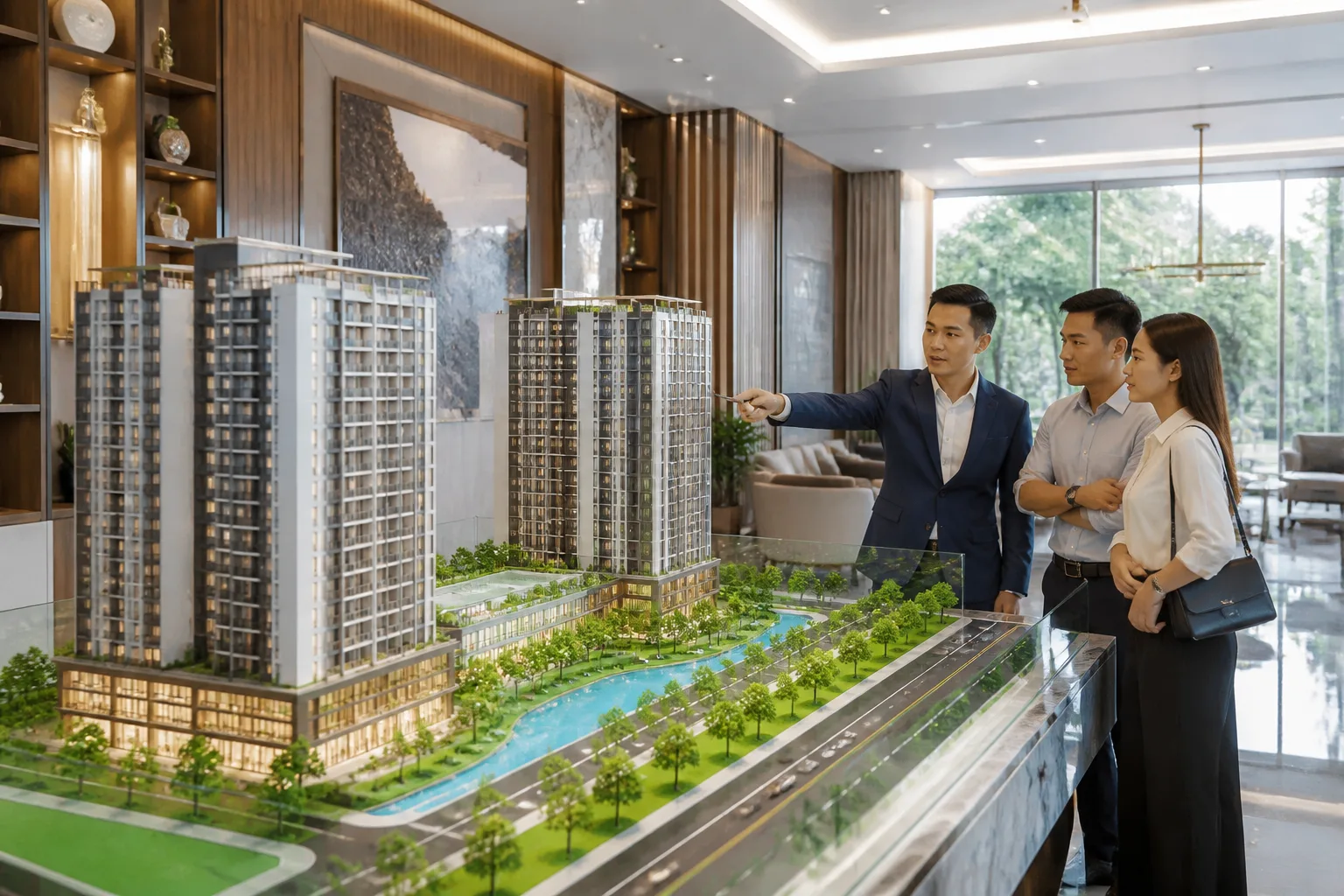 Mô hình dự án căn hộ cao tầng tại phòng trưng bày bất động sản