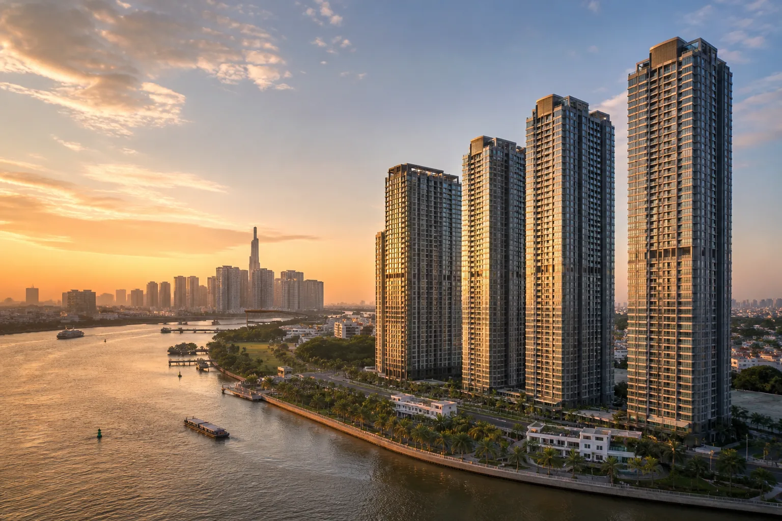Toà nhà chung cư hiện đại ven sông Sài Gòn
