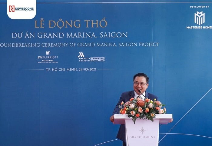 TGĐ Newtecons Trần Kim Long phát biểu tại Lễ động thổ dự án Grand Marina Saigon