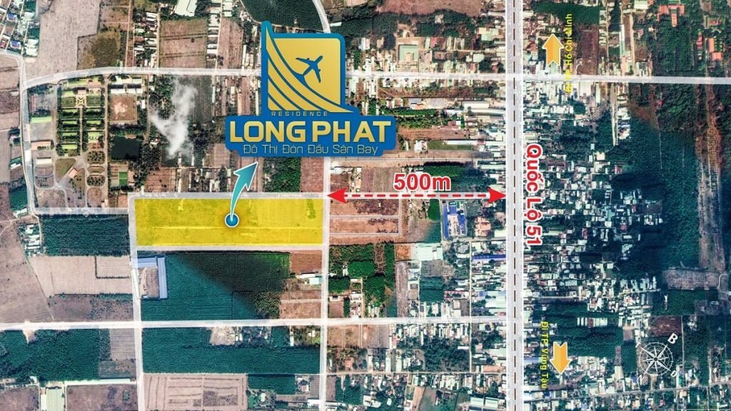 Vị trí dự án đất nền Long Phát Residence được chụp bằng google map