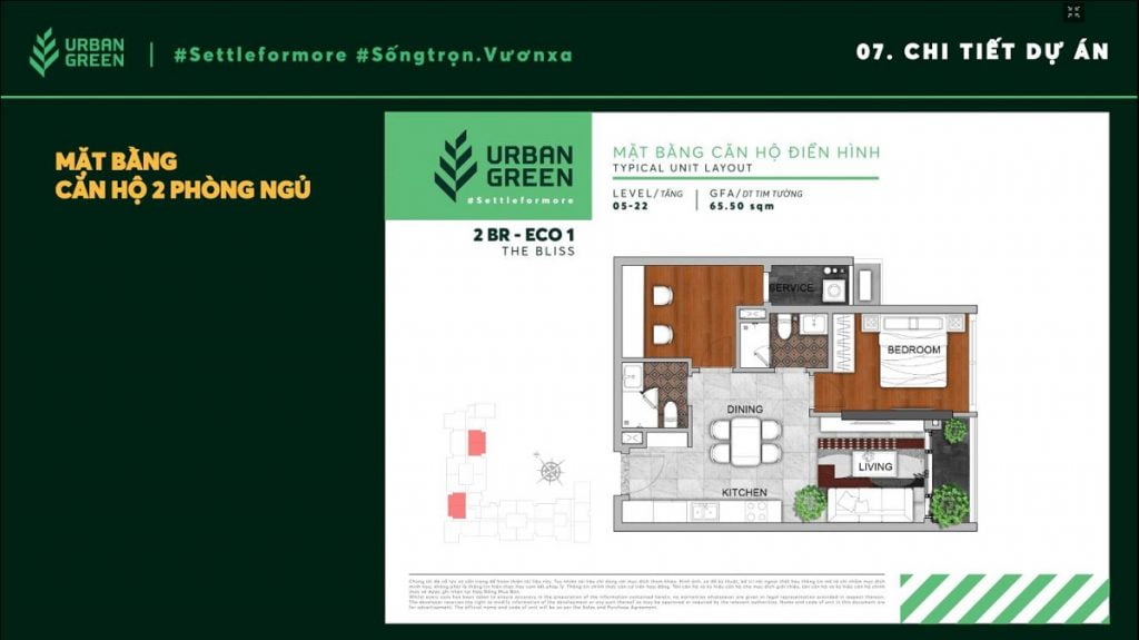 Thiết kế căn hộ 2PN-Eco1 Urban Green