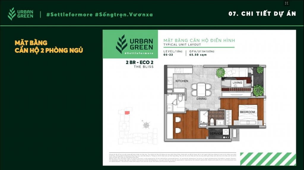 Thiết kế căn hộ 2PN-Eco2 Urban Green