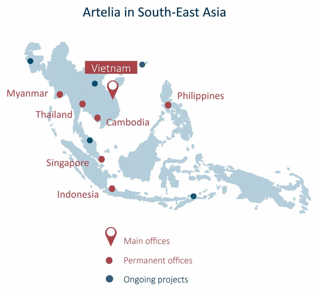 Trụ sở và văn phòng của Artelia tại Đông Nam Á