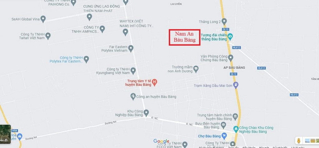 Vị trí khu đô thị Nam An Bàu Bàng
