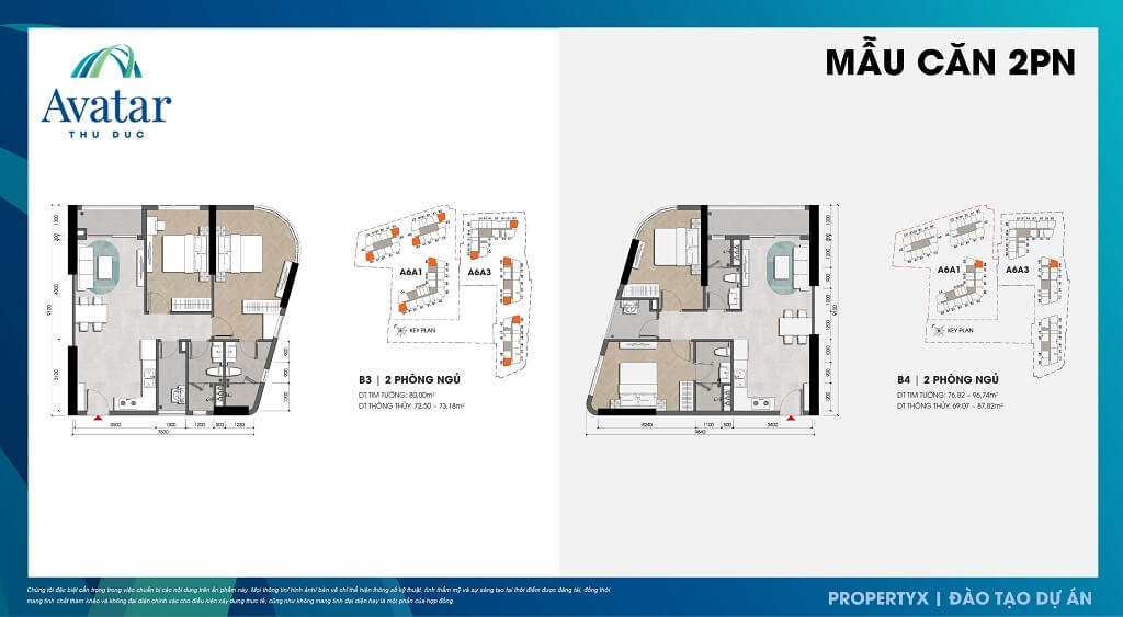 Thiết kế chi tiết căn hộ 2PN2WC dự án Avatar Thủ Đức