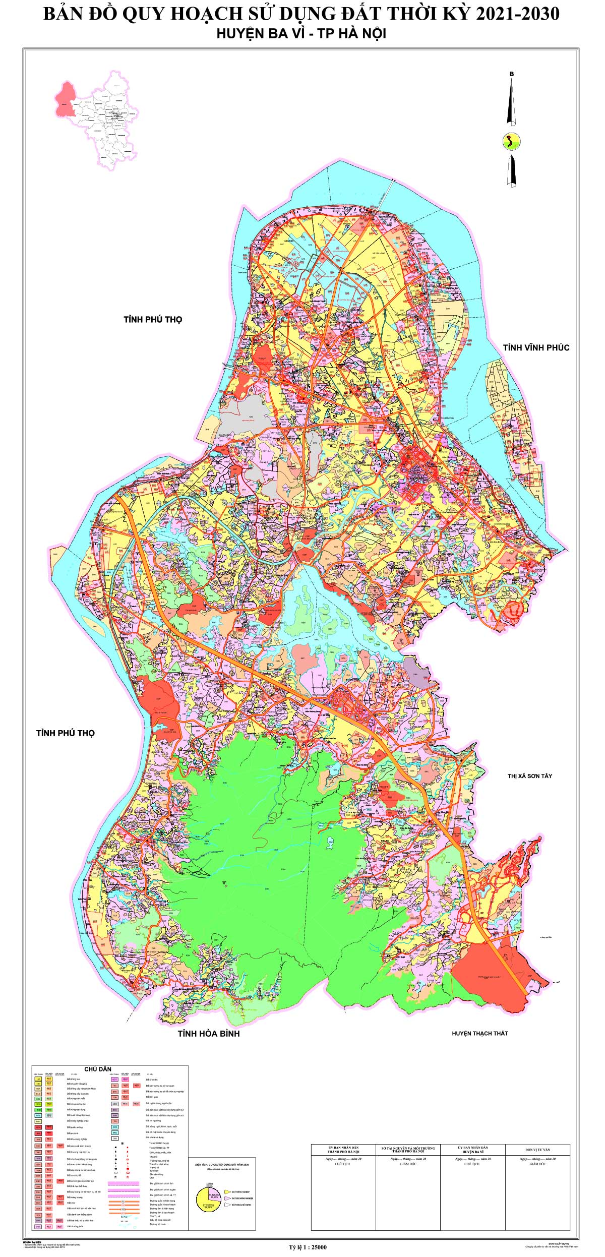 Bản đồ QHSDĐ huyện Ba Vì đến 2030