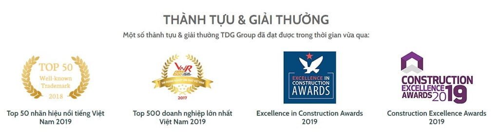 Các giải thưởng mà tập đoàn TDG Group đã được nhận