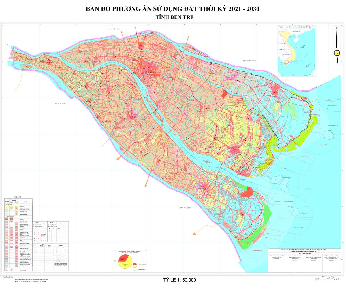 Bản đồ phương án sử dụng đất tỉnh Bến Tre thời kỳ 2021-2030