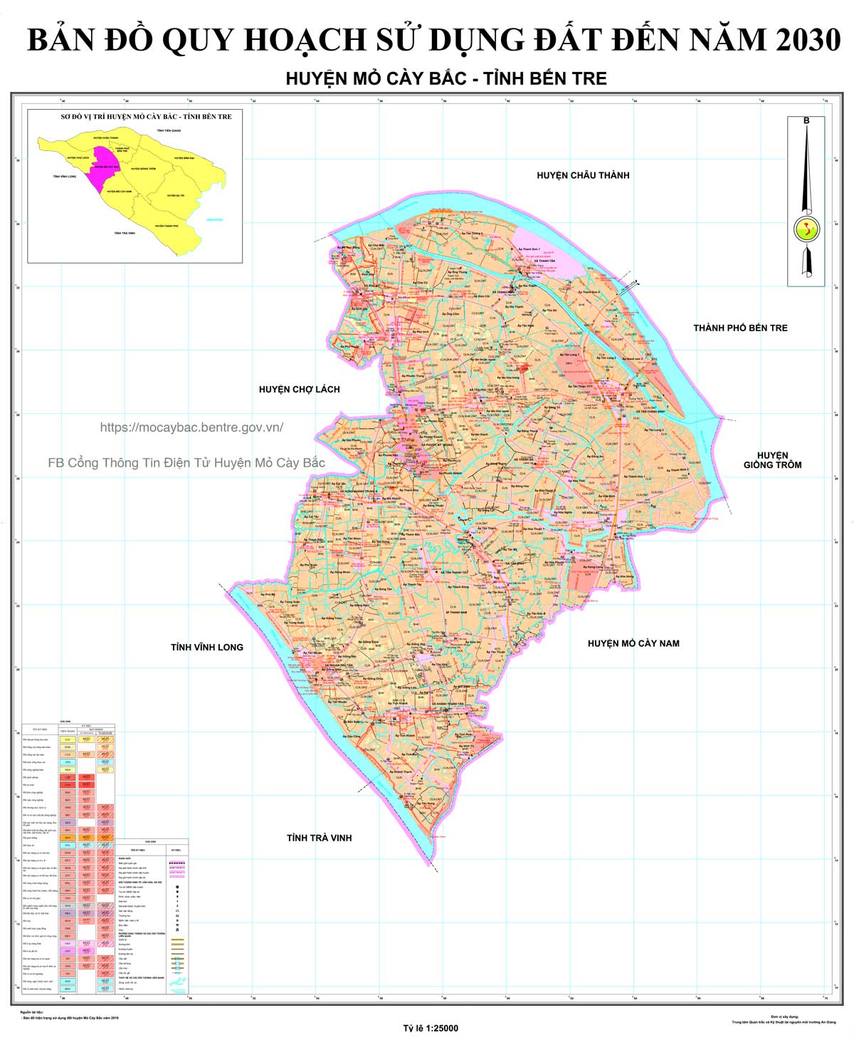 Bản đồ QHSDĐ huyện Mỏ Cày Bắc đến năm 2030