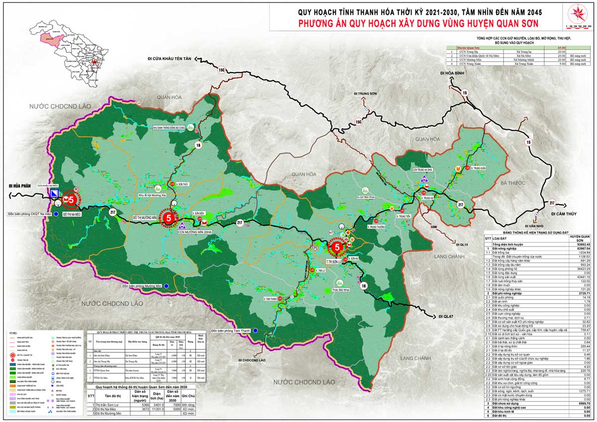 Phương án quy hoạch xây dựng vùng huyện Quan Sơn 2021-2030