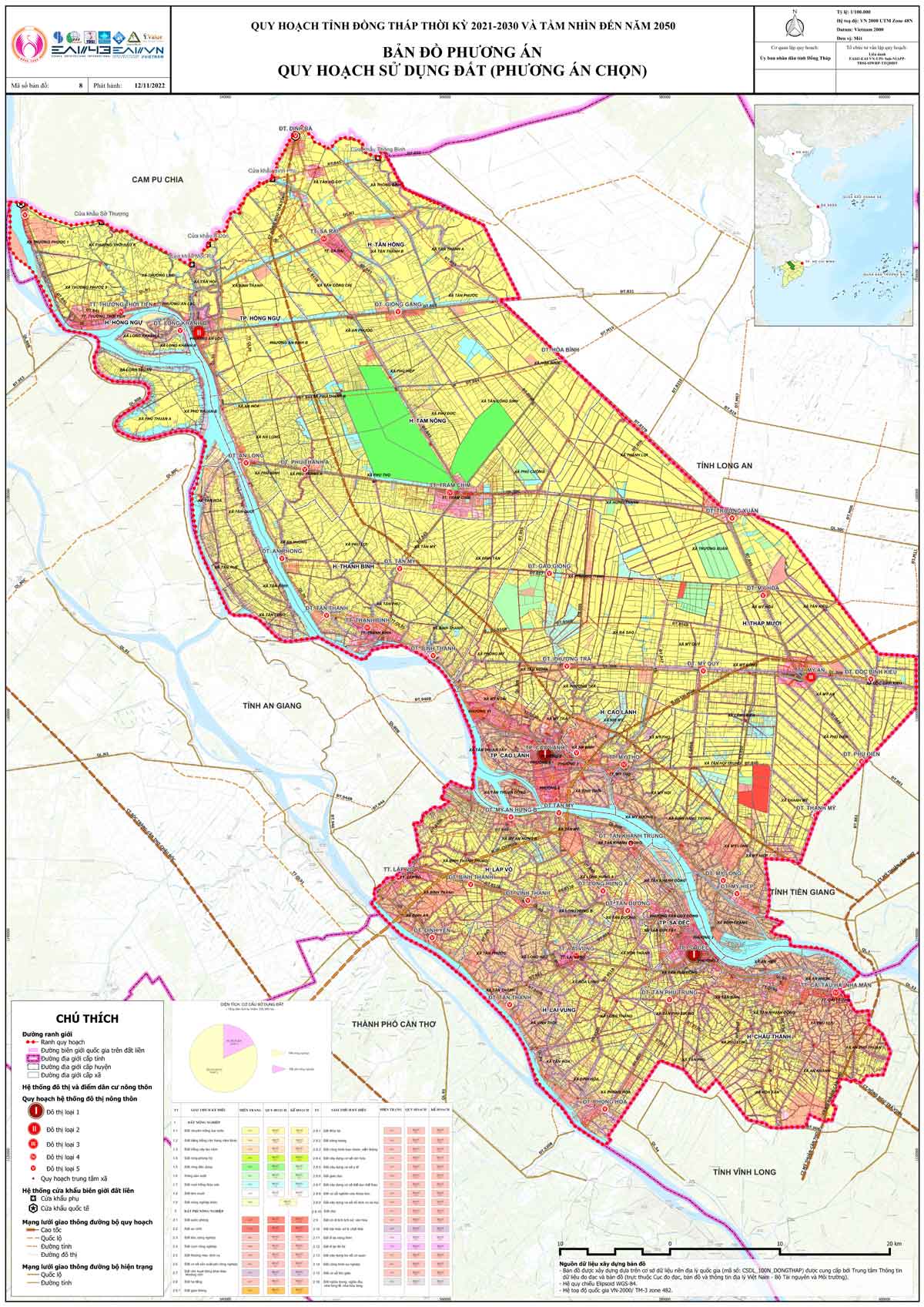 Bản đồ phương án (PA1) QHSDĐ tỉnh Đồng Tháp giai đoạn 2021-2030, tầm nhìn 2050