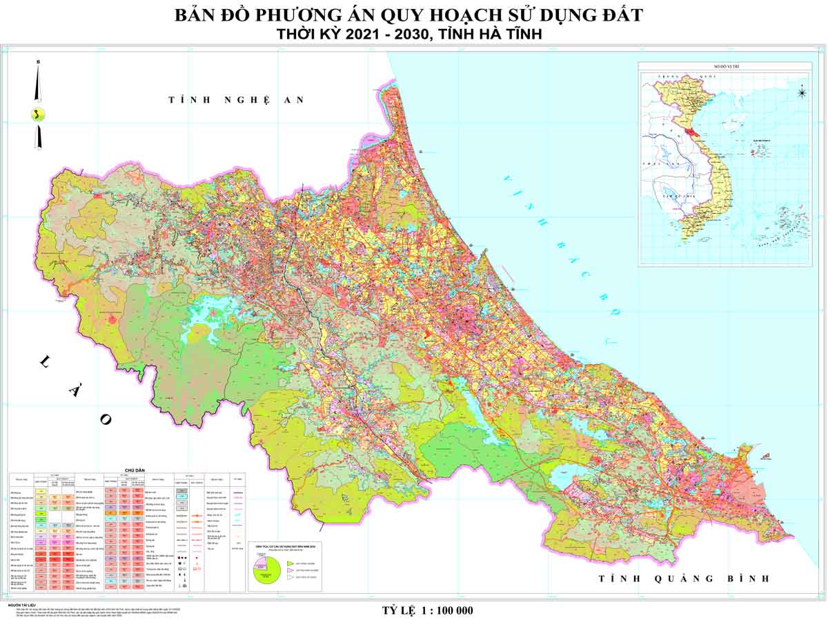 Bản đồ phương án QHSDĐ tỉnh Hà Tĩnh thời kỳ 2021-2030, tầm nhìn đến 2050