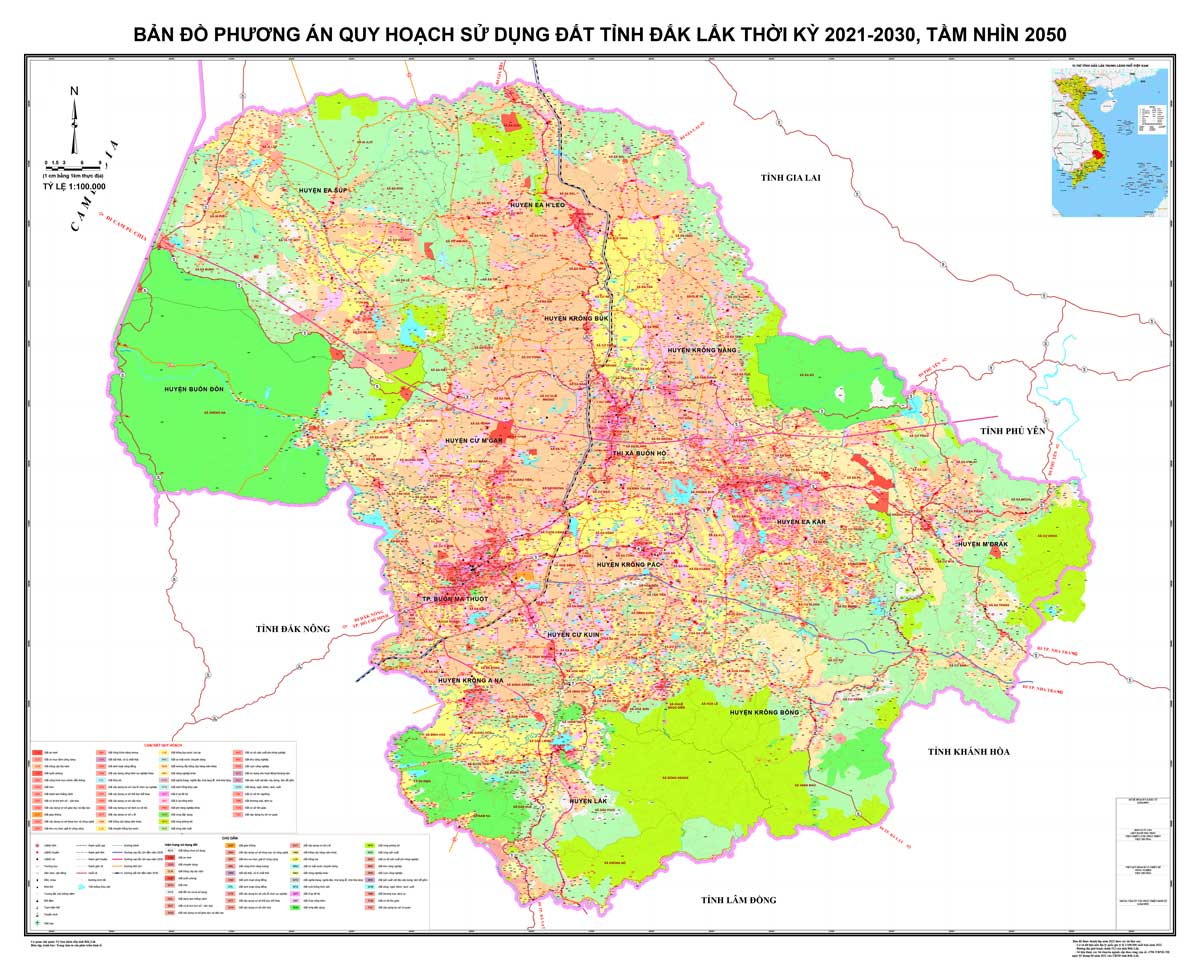 Bản đồ phương án QHSDĐ tỉnh Đắk Lắk thời kỳ 2021-2030, tầm nhìn đến 2050