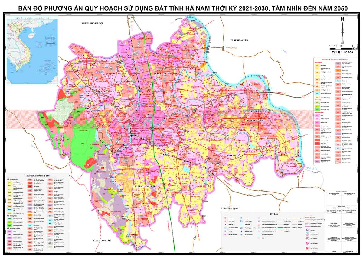 Bản đồ phương án QHSDĐ tỉnh Hà Nam thời kỳ 2021-2030, tầm nhìn đến 2050